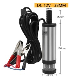 12 Volt Mazot Yağ Aktarma Pompası, Dc Mini Dalgıç Pompa Süzgeçli 38 mm Dış Çap - 3