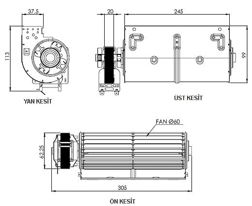 AIRCOL AKS 680-240 Tanjansiyel Radyal Fan 