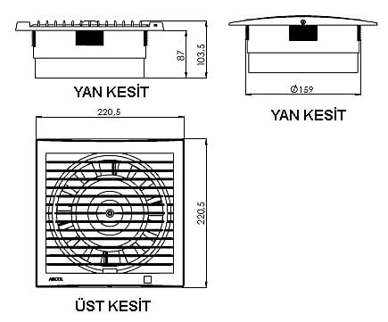 Aircol 150lik Banyo, Wc, Tuvalet Fanı / Aspiratörü 300 m³/h