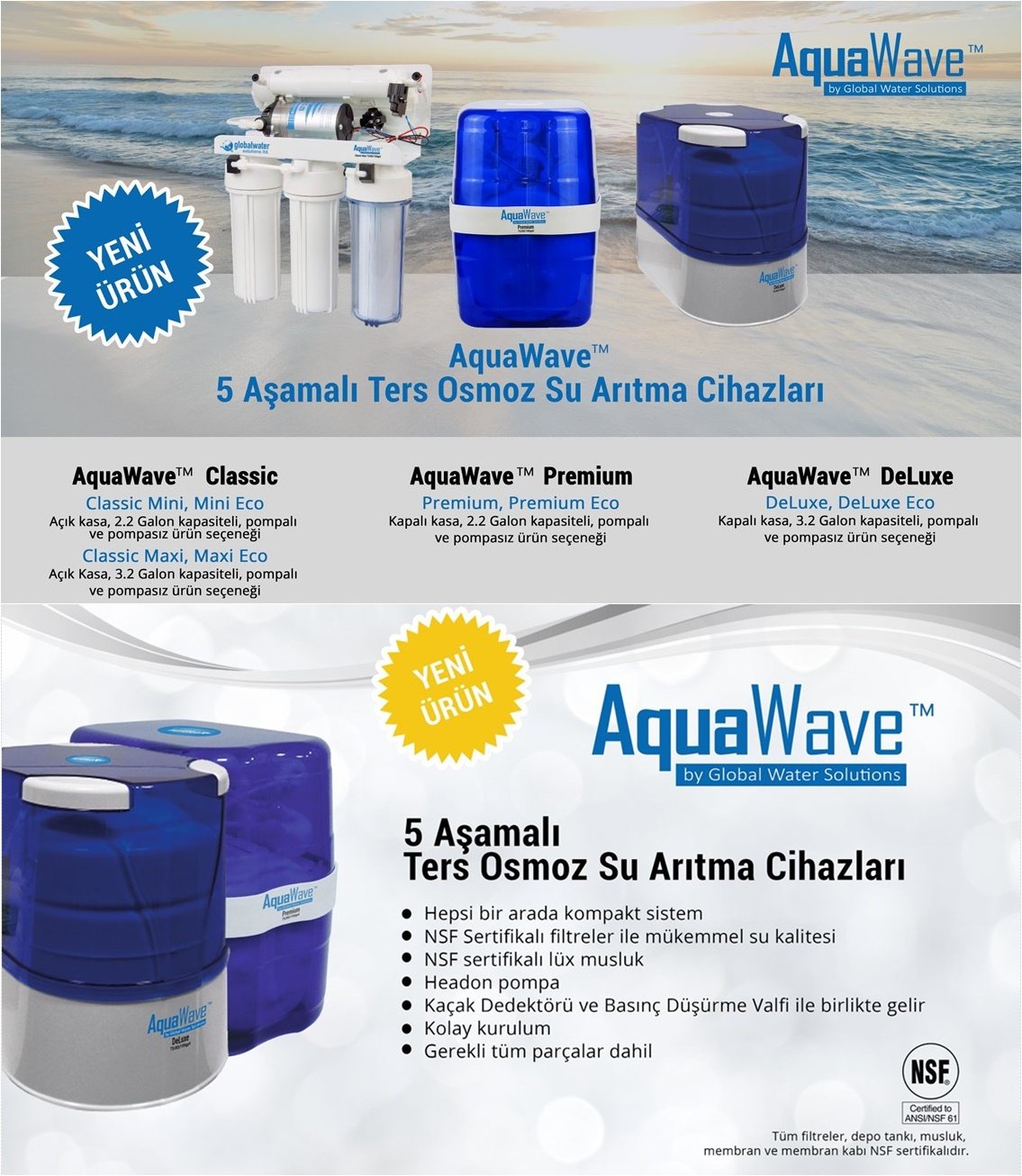 AquaWave Premium 2.2 Galon Pompasız Su Arıtma Cihazı