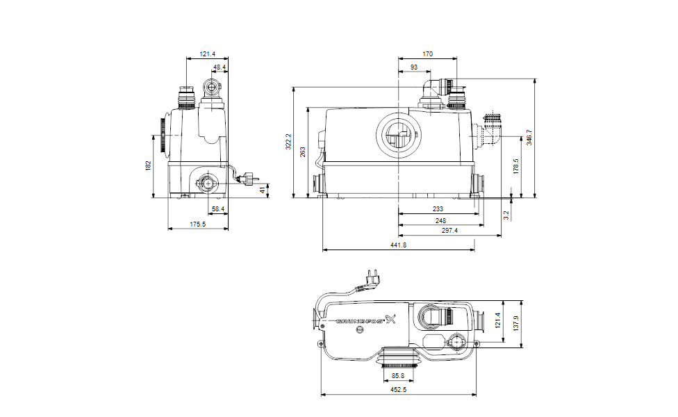 Grundfos Sololift2 WC-3 Ölçüleri