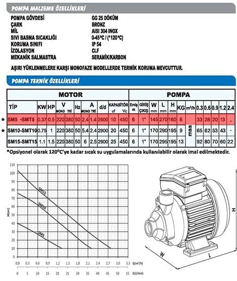 Sumak SMT5-S Sıcak Su Preferikal Pompa