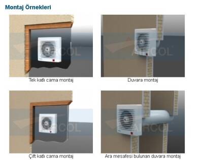 Aircol 100lük Sessiz, Dekoratif, Plastik Banyo Fanı / Aspiratörü 100 m³/h - Aircol 100 - 2