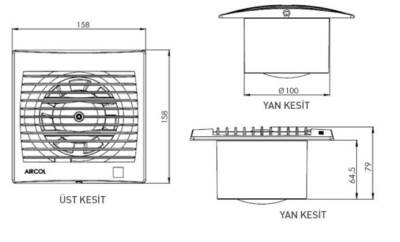 Aircol 100lük Sessiz, Dekoratif, Plastik Banyo Fanı / Aspiratörü 100 m³/h - Aircol 100 - 4