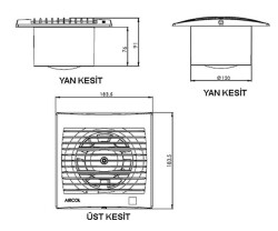 Aircol 120lik Tuvalet, Wc ve Banyo Fanı / Aspiratörü 160 m³/h - Aircol 120 - 4