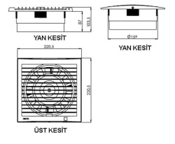 Aircol 150lik Banyo, Wc, Tuvalet Fanı / Aspiratörü 300 m³/h - Aircol 150 - 4