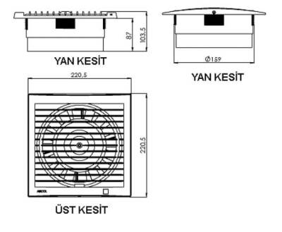 Aircol 150lik Banyo, Wc, Tuvalet Fanı / Aspiratörü 300 m³/h - Aircol 150 - 4