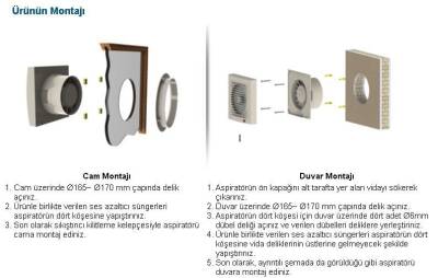 Aircol 150lik Panjurlu Tuvalet, Wc ve Banyo Fanı / Aspiratörü 300 m³/h - Aircol 150 MP - 3