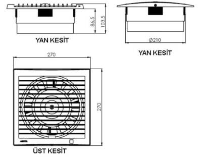 Aircol 200lük Banyo, Wc, Tuvalet Fanı / Aspiratörü 350 m³/h - Aircol 200 - 4