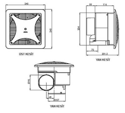 Aircol 250 Tavan Tipi Aspiratör / Fan 120 m³/h - 3