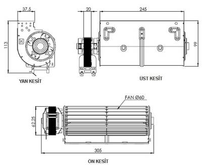 AIRCOL AKS 680-240 Tanjansiyel Radyal Fan 245 mm Genişilk 160 m³/h - 2