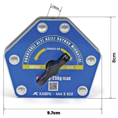 Çırak-25M/A Manyetik Kaynak Gönyesi 2 ADET On-Off Anahtarlı 6 Açılı, 15-25 Kg Kaynak Tutucu Mıknatıs - 4