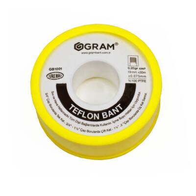 Gram Teflon Bant Sızdırmazlık Bandı 19 mm x 30 Mt 10 Adet - YERLİ ÜRETİM - 2