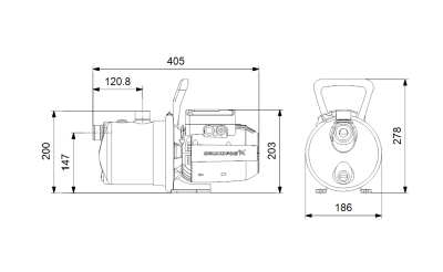 Grundfos JP 3-42 Paslanmaz Gövdeli Jet Pompa 40 mss 3.6 m³/h - 3