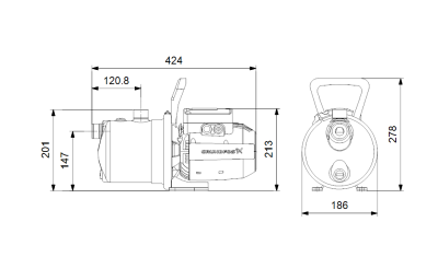 Grundfos JP 4-54 Paslanmaz Gövdeli Jet Pompa 50 mss 4 m³/h - 3