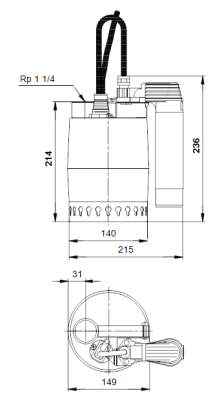 Grundfos UNİLİFT KP150-AV-1 Paslanmaz Gövdeli Asansör Şamandıralı Kirli Su Drenaj Dalgıç Pompa - 2