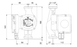 Grundfos UPS2 25-80 180 mm 40-60.000 Kazan İçin Frekans Konvertörlü Sirkülasyon Pompası 8 mss 5.6 m3/h - 4