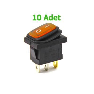 Körüklü Işıklı Anahtar 10 ADET Turuncu, ON-OFF 3 Pin - Düğme Buton Switch - 1