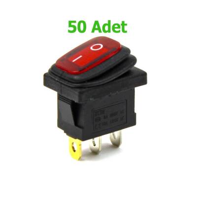 Körüklü Işıklı Anahtar 50 ADET Kırmızı, ON-OFF 3 Pin - Düğme Buton Switch - 1