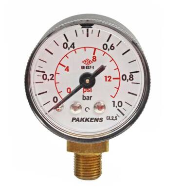 Pakkens 0-1 Bar 40 mm Alttan Bağlantılı Kuru Manometre G 1/8 inç - 1