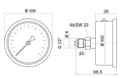 Pakkens 0-10 Bar 100 mm Arkadan Bağlantılı Panotipi Gliserinli Manometre G 1/2 inç - 2