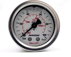 Pakkens 0-100 Bar 100 mm Arkadan Bağlantılı Gliserinli Manometre G 1/2 inç - 1