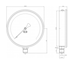 Pakkens 0-100 Bar 160 mm Alttan Bağlantılı Kuru Manometre G 1/2 inç - 2