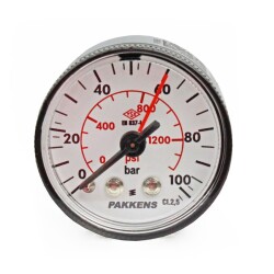 Pakkens 0-100 Bar 40 mm Arkadan Bağlantılı Kuru Manometre G 1/8 inç - 1