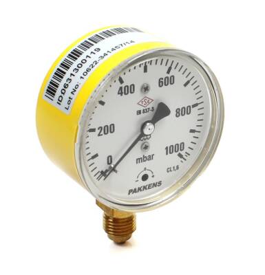 Pakkens 0-1000 mBar 63 mm Alttan Bağlantılı Kapsül Diyaframlı Doğalgaz Manometresi CL1,6 G 1/4'' - 1