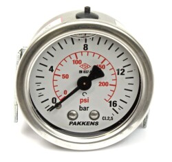 Pakkens 0-16 Bar 50 mm Arkadan Bağlantılı Panotipli Gliserinli Manometre G 1/4 inç - 1