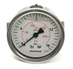 Pakkens 0-16 Bar 63 mm Arkadan Bağlantılı Panotipi Gliserinli Manometre G 1/4 inç - 1