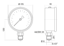 Pakkens 0-2.5 Bar 160 mm Alttan Bağlantılı Gliserinli Manometre G 1/2 inç - 2