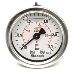 Pakkens 0-2.5 Bar 50 mm Arkadan Bağlantılı Gliserinli Manometre G 1/4 inç - 1