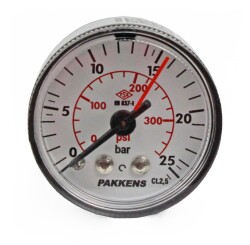 Pakkens 0-25 Bar 40 mm Arkadan Bağlantılı Kuru Manometre G 1/8 inç - 1