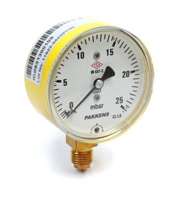 Pakkens 0-25 mBar 63 mm Alttan Bağlantılı Kapsül Diyaframlı Doğalgaz Manometresi CL1,6 G 1/4'' - 1