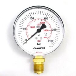 Pakkens 0-250 Bar 100 mm Alttan Bağlantılı Kuru Manometre G 1/2 inç - 1