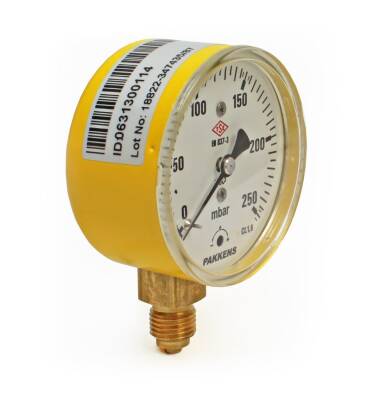 Pakkens 0-250 mBar 63 mm Alttan Bağlantılı Kapsül Diyaframlı Doğalgaz Manometresi CL1,6 G 1/4'' - 1