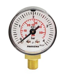 Pakkens 0-4 Bar 40 mm Alttan Bağlantılı Kuru Manometre G 1/8 inç - 1