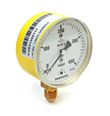 Pakkens 0-400 mBar 63 mm Alttan Bağlantılı Kapsül Diyaframlı Doğalgaz Manometresi CL1,6 G 1/4'' - 1