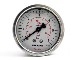 Pakkens 0-6 Bar 100 mm Arkadan Bağlantılı Gliserinli Manometre G 1/2 inç - 1