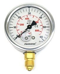 Pakkens 0-60 Bar 63 mm Alttan Bağlantılı Gliserinli Manometre G 1/4 inç - 1