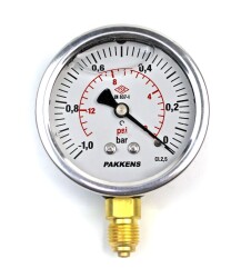 Pakkens -1/0 Bar 63 mm Alttan Bağlantılı Gliserinli Vakummetre G 1/4 inç - 1