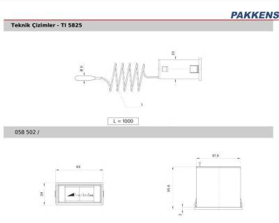 Pakkens 58x25 mm 0/+120 °C Arkadan Bağlantılı Gazlı Termometre 1mt Kapiler Boyu - 2