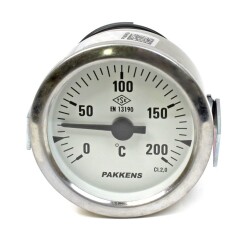 Pakkens Çap 60 0/+200 °C Arkadan Bağlantılı Pano Tip Gazlı Termometre 1mt Pvc Kaplı Kapiler Boyu - 1