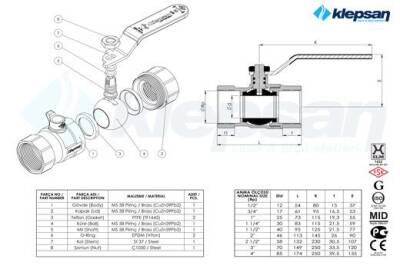 PN16 Tam Geçişli Küresel Vana TS 13547 3/4'' - 2