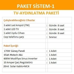 Solar Güneş Enerjili Aydınlatma-TV Paketi - 2