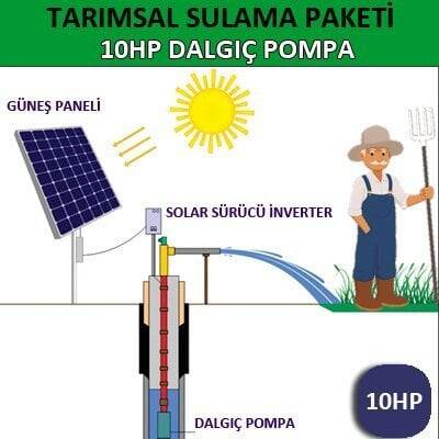 Solar Güneş Enerjili Tarımsal Sulama Sistemi, 10 HP Dalgıç Pompa Sistemi - 1