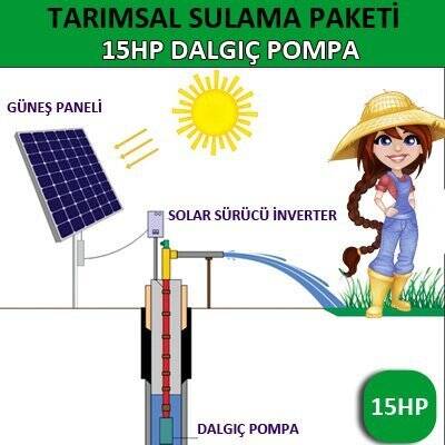 Solar Güneş Enerjili Tarımsal Sulama Sistemi, 15 HP Dalgıç Pompa Sistemi - 1