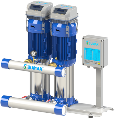 Sumak SHT6-B-180/10-FK Düşey Milli Kademeli Çift Pompalı Frekans Kontrollü Hidrofor 12 KAT 24 DAİRE - 1
