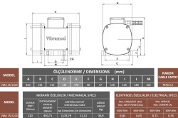 Vibramod VMA 15/1100 Vibrasyon Motoru Trifaze (380V) 1500 Devir 1133,79 Kgf 0.60 Kw - 3